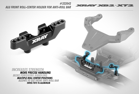 XRAY ALU FRONT ROLL-CENTER HOLDER FOR ANTI-ROLL BAR - 322042