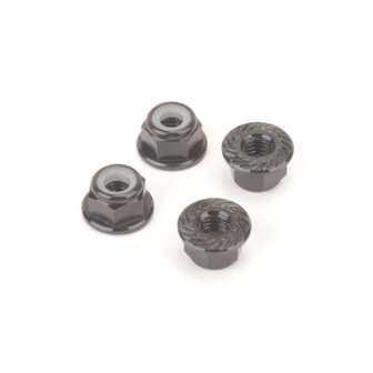 M4 ALLOY SERRATED NYLOC NUTS - BLACK - 4PCS