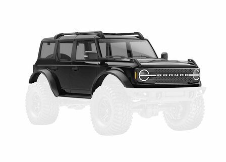 Traxxas Body, Ford Bronco (2021), Complete, Black (includes Grille, Side Mirrors, Door Handles, Fender Flares, Windshield Wipers, Spare Tire Mount, &amp; Clipless Mounting) - 9711-BLK