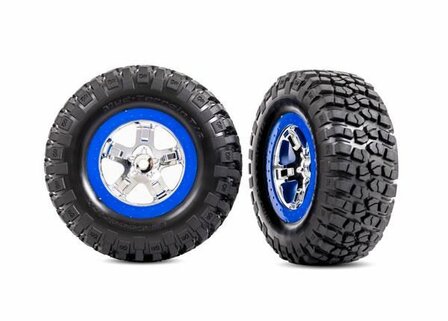 Traxxas Tires &amp; Wheels, Assembled, Glued (sct Chrome, Blue Beadlock Style Wheels, Bfgoodrich Mud-terrain T/a Km2 Tires, Foam Inserts) (2) (4wd Front/rear, 2wd Rear Only) - 5867A