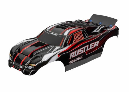 Traxxas Body, Rustler (also Fits Rustler Vxl), Red &amp; Black (painted, Decals Applied) - 3750