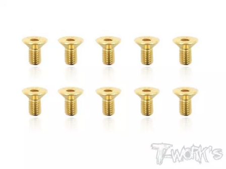 T-Work&acute;s Gold Plated Steel Hex Countersink Screws 3,0 x 6,0mm (10)