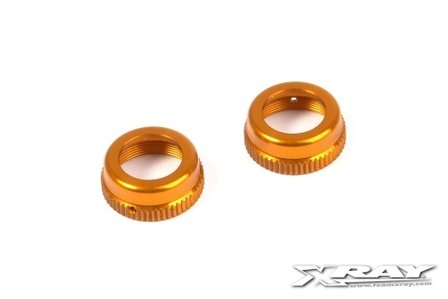 XRAY T4 ALU SHOCK CAP-NUT WITH VENT HOLE - ORANGE (2) - 308353-O