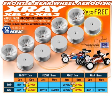 XRAY FRONT WHEELS AERODISK - WHITE (10) - 369900