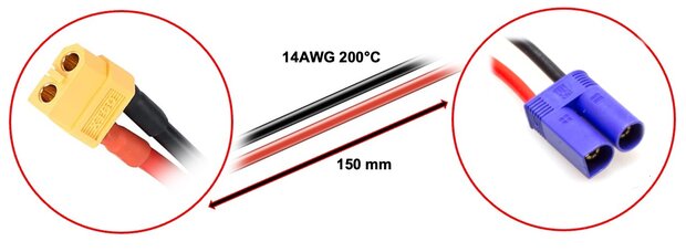 Charging Cable XT60 fits for EC5 15cm ABSIMA