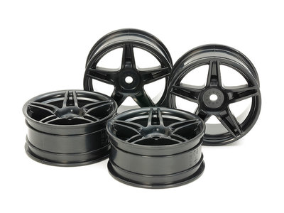 TAMIYA Twin 5-Spoke Wheels (24mm Width, Offset +2) (Black) 4pcs - 54853