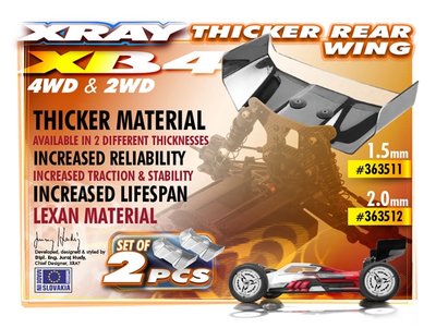 Xray Lexan Rear Wing 2.0mm (2), X363512 - 363512