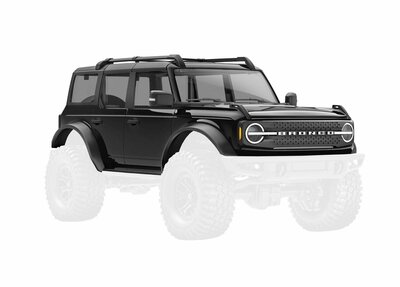 Traxxas Body, Ford Bronco (2021), Complete, Black (includes Grille, Side Mirrors, Door Handles, Fender Flares, Windshield Wipers, Spare Tire Mount, & Clipless Mounting) - 9711-BLK