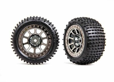 Traxxas Tires & Wheels, Assembled (2.2' Black Chrome Wheels, Alias 2.2' Tires) (2) (bandit Rear, Medium Compound With Foam Inserts) - 2470T