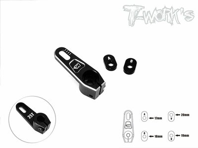 T-Work's Adjustable 7075-T6 Alum Clamping 25T Servo Horn +15mm