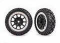 Traxxas Tires & Wheels, Assembled (2.2' Graphite Gray, Satin Chrome Beadlock Wheels, Anaconda 2.2' Tires With Foam Inserts) (2) (bandit Front) - 2479G