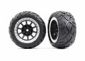 Traxxas Tires & Wheels, Assembled (2.2' Graphite Gray, Satin Chrome Beadlock Wheels, Anaconda 2.2' Tires With Foam Inserts) (2) (bandit Rear) - 2478G