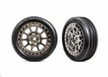 Traxxas Tires & Wheels, Assembled (2.2' Black Chrome Wheels, Alias Ribbed 2.2' Tires) (2) (bandit Front, Medium Compound W/ Foam Inserts) - 2471T