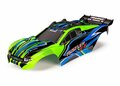 Traxxas Body, Rustler 4x4, Green & Blue/ Window, Grille, Lights Decal Sheet (assembled With Front & Rear Body Mounts And Rear Body Support For Clipless Mounting) - 6734G